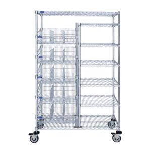 Wire Shelving Two Column Combination Cart, 8-Shelf, 18'' x 60'' x 80''-(Cat.#AF020CH)