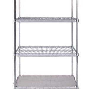 Wire Shelving Complete Cart, 4-Shelf, 24'' x 36'' x 69''-(Cat.#M436CH-CL)