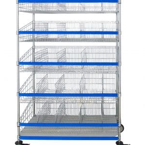 Wire Shelving Combination Cart, 8-Shelf, 24'' x 36'' x 80''-(Cat.#AF2009CH)