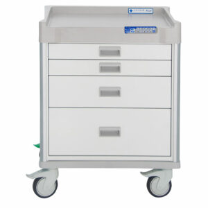 Treatment Cart, 35'' Tall, eLock, Four Soft-Close Drawers, Pull-Out Shelf-(Cat.#QT35W21E3369W)
