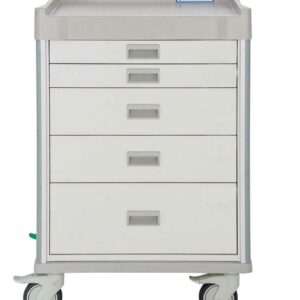 Treatment Cart, 41'' Tall, Key Lock, Five Soft-Close Drawers, Pull-Out Shelf-(Cat.#QT41W27K33669W)