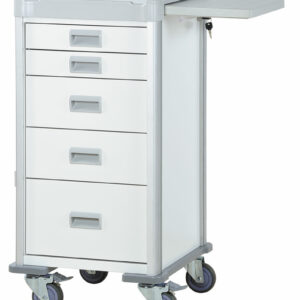 Treatment Cart, 40'' Tall Narrow, Key Lock, Five Soft-Close Drawers, Pull-Out Shelf-(Cat.#QTN40W27K33669W)