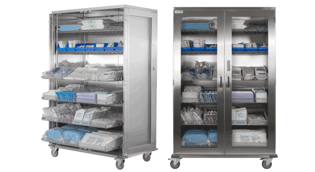 Medical Storage Carts pair open and closed
