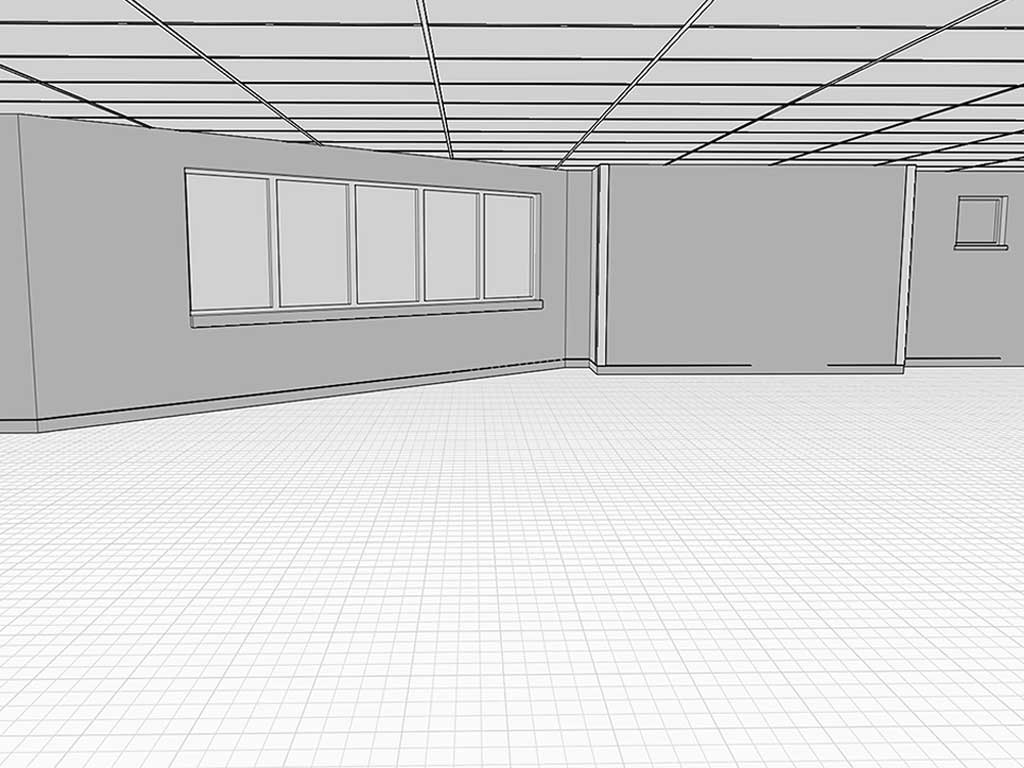 Empty designed room to show setting room dimensions