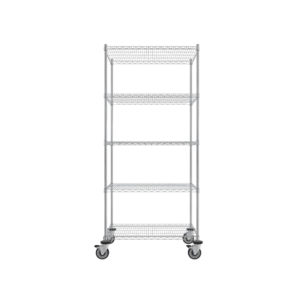 Wire Shelving Cart, 5-Shelf, 24'' x 36'' x 80''-(Cat.#MB435CH)