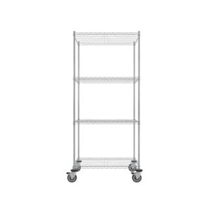 Wire Shelving Cart, 4-Shelf, 24'' x 36'' x 80''-(Cat.#MB437CH)