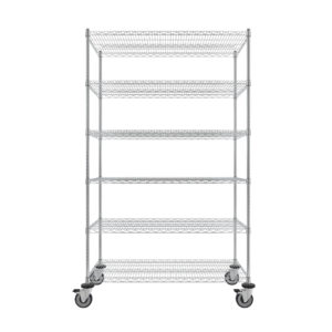 Wire Shelving Cart, 6-Shelf, 24'' x 48'' x 80''-(Cat.#MB455CH-6)