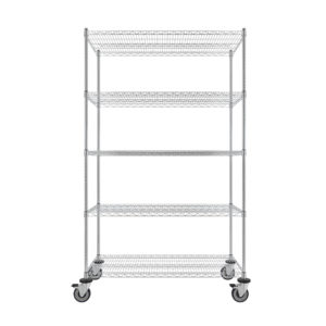 Wire Shelving Cart, 5-Shelf, 24'' x 48'' x 80''-(Cat.#MB455CH)