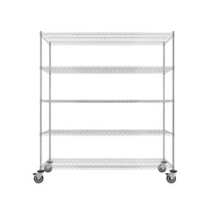 Wire Shelving Cart, 5-Shelf, 24'' x 72'' x 80''-(Cat.#MB475CH)