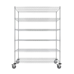 Wire Shelving Cart, 6-Shelf, 24'' x 60'' x 80''-(Cat.#MB465CH-6)