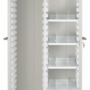 Two Column, Double Wide LogiCell Catheter Cart with Shelves, Tambour Door with Key Lock-(Cat.#2652DTTGKLCAT7)