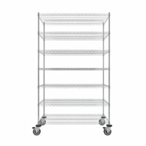 Wire Shelving Cart, 7-Shelf, 24'' x 48'' x 80''-(Cat.#MB455CH-7)