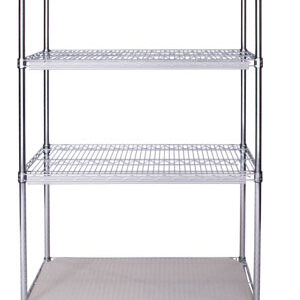 Wire Shelving Rack, Complete 4-Shelf, 18'' x 48'' x 74''-(Cat.#857CH-CL)