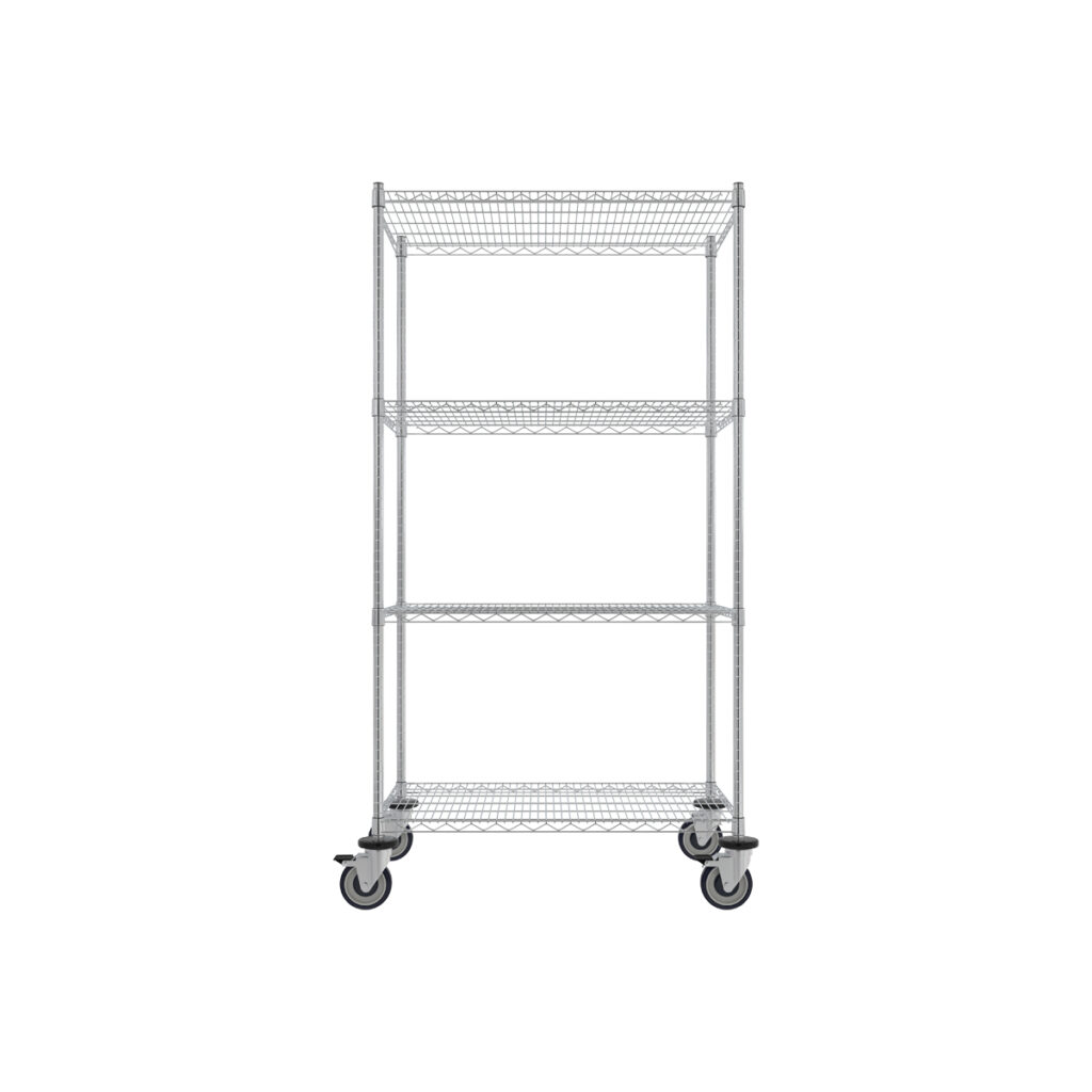 Wire Shelving Cart, 4Shelf, 24” x 36” x 69”(Cat.MB436CH)