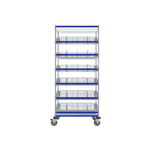 ParWire Basket Shelving Cart, 8 Tier, 18'' D X 36'', with Slanted Basket Shelf-(Cat.#PRM1836-15)