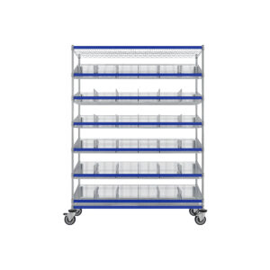 ParWire Basket Shelving Cart, 8 Tier, 18'' D X 60'', with Slanted Basket Shelf-(Cat.#PRM1860-15)