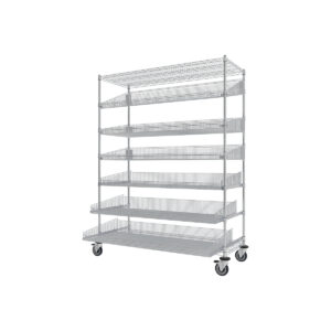 ParWire Basket Shelving Cart with Slanted and Glide Baskets, 8-Tier, 24'' x 60''-(Cat.#PRM2460-3SO2PW1SL-ND)