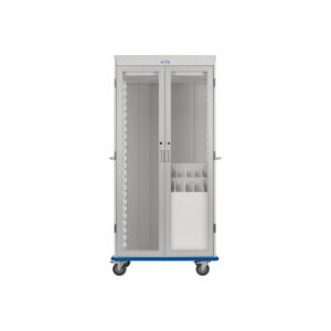 LogiCell, Two Column, Double Wide, Catheter Cart with Single Catheter Box, Glass Doors, Key Lock-(Cat.#2652DTHGKLCBS)