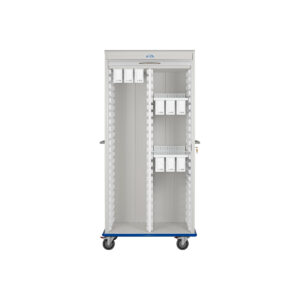 Two Column, Double Wide LogiCell Catheter Cart with Shelves, Tambour Door with Key Lock-(Cat.#2652DTTGKLCAT5)