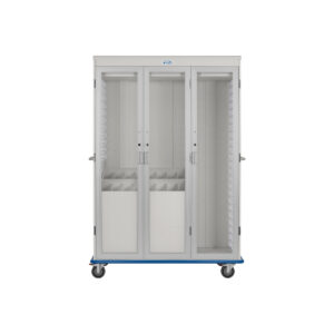 LogiCell, Two Column, Triple Wide, Catheter Cart with Double Catheter Box, Tambour Door, Key Lock-(Cat.#2652TTRCHGKLCBD)