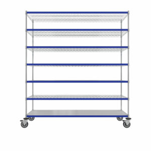 Wire Shelving Cart, Complete, 7-Shelf, 24'' x 72'' x 80''-(Cat.#MB475CH-7-CL)