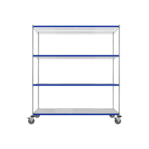 Wire Shelving Cart, Complete, 4-Shelf, 24'' x 72'' x 80''-(Cat.#MB477CH-CL)