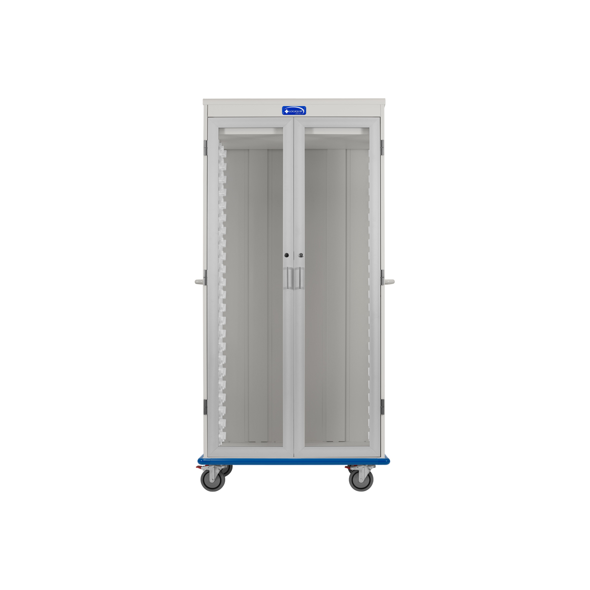 LogiCell, Two Column, Double Wide Cart, Tempered Glass Doors with Key Lock-(Cat.#2652DTHGKL)