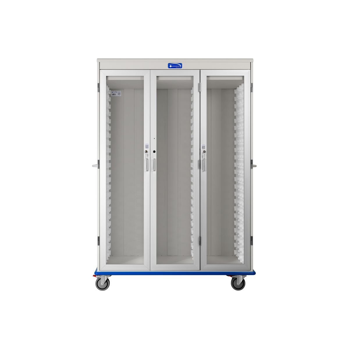 LogiCell, Three Column, Triple Wide Cart, Tempered Glass Doors, Key Lock-(Cat.#2653TTRGKL)