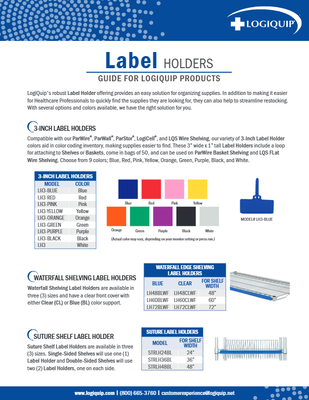 Label Holder Spec Sheet
