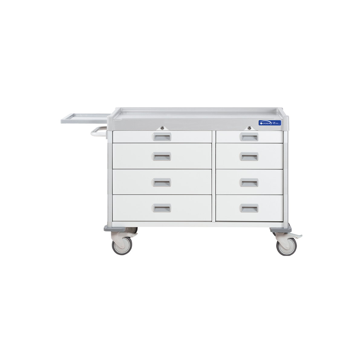 Treatment Cart, 34'' Tall Double Wide, Key Lock, Eight Soft-Close Drawers-(Cat.#QTD34W21K3666W)