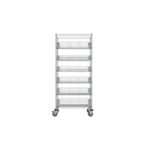 ParWire Basket Shelving Cart, 8 Tier, 18'' D X 36'', with Slanted Basket Shelf-(Cat.#PRM1836-15)