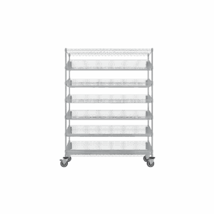 ParWire Basket Shelving Cart, 8 Tier, 18'' D X 60'', with Slanted Basket Shelf-(Cat.#PRM1860-15)