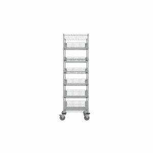 ParWire Basket Shelving Cart, 8 Tier, 24'' D X 24'', with Slanted Basket Shelf-(Cat.#PRM2424-15)
