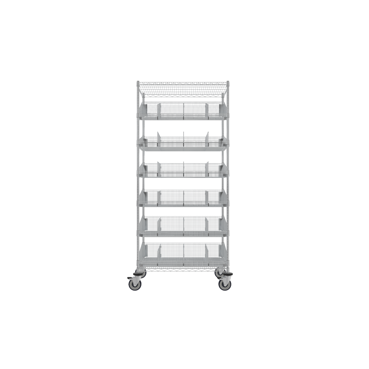 ParWire Basket Shelving Cart, 8 Tier, 24” D X 36”, with Slanted