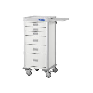 Treatment Cart, 40'' Tall Narrow, Key Lock, Five Soft-Close Drawers, Pull-Out Shelf-(Cat.#QTN40W27K33669W)