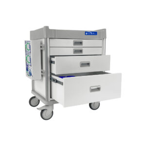 Treatment Cart, 35'' Tall, Key Lock, Four Soft-Close Drawers, Pull-Out Shelf-(Cat.#QT35W21K3369W)