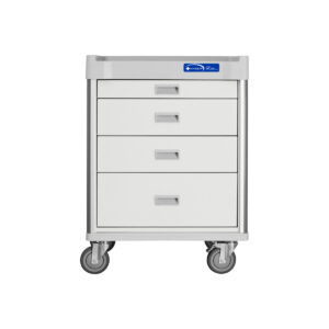 Treatment Cart, 38'' Tall, Key Lock, Four Soft-Close Drawers, Pull-Out Shelf-(Cat.#QT38W24K3669W)