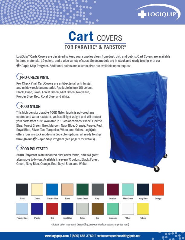Cart Covers Spec Sheet for ParWire and ParStor